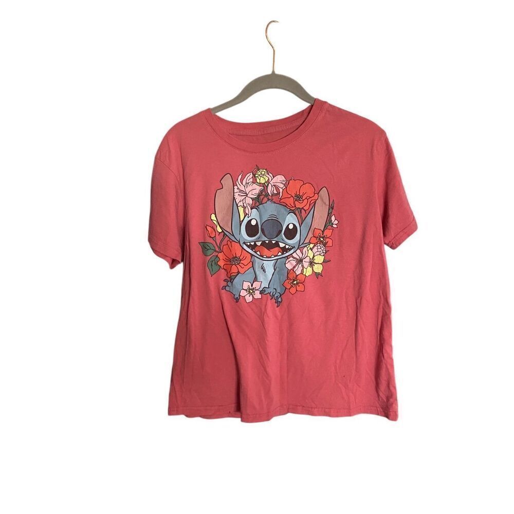 Disney stitch, distressed, red short sleeve, T-shirt, size large